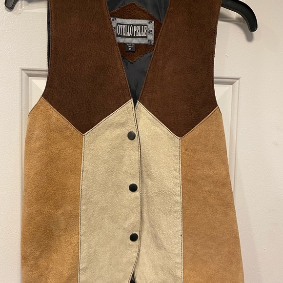 Otello Pelle Vest Women's Brown Tan Leathers Vest Size Medium - Picture 7 of 13